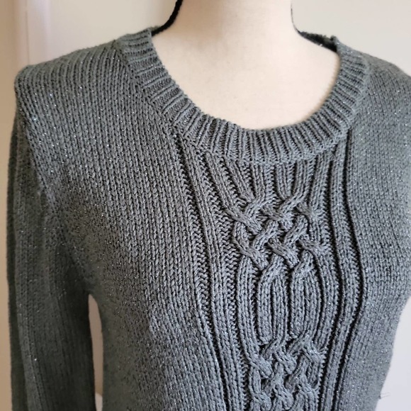 Relativity Grey Sparkle Knit Sweater Size L - Picture 2 of 4